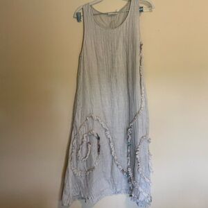 Paper Lace sleeveless 100% cotton Lagenlook tan dress